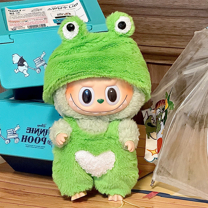 Labubu found the goods on behalf of the cloth cloth 17cm baby clothes of the first and second generations of blind box macarons plush vinyl baby clothes to be taken out