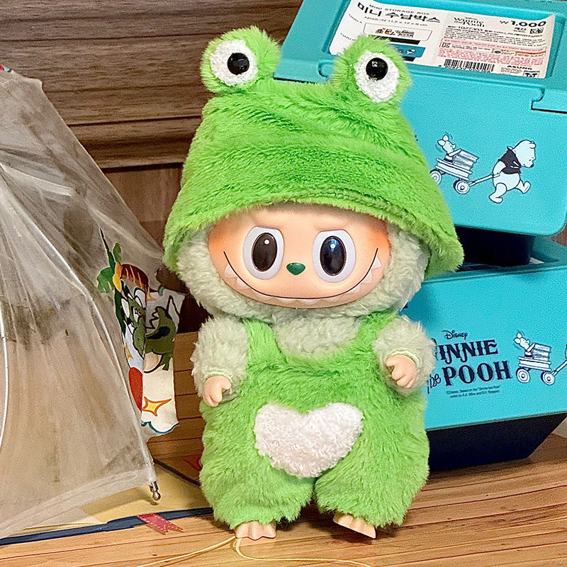 Labubu found the goods on behalf of the cloth cloth 17cm baby clothes of the first and second generations of blind box macarons plush vinyl baby clothes to be taken out