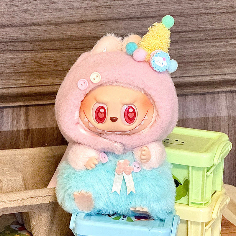 labubu sit and sit party, baby clothes, plush dolls